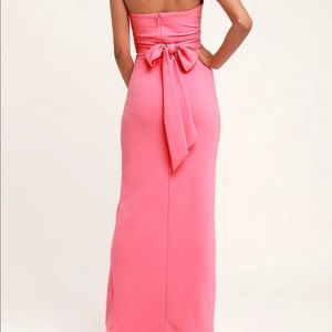 Lulus own the night bow pink maxi dress